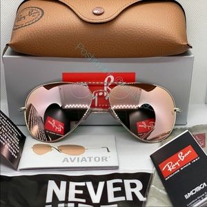 PINK Rose/ SILVER frame RayBan Original Aviator